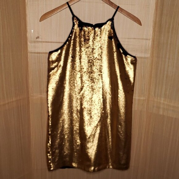 Gilli Dresses & Skirts - Gilli Womens Gold Reversible Sequin Mini Dress Small